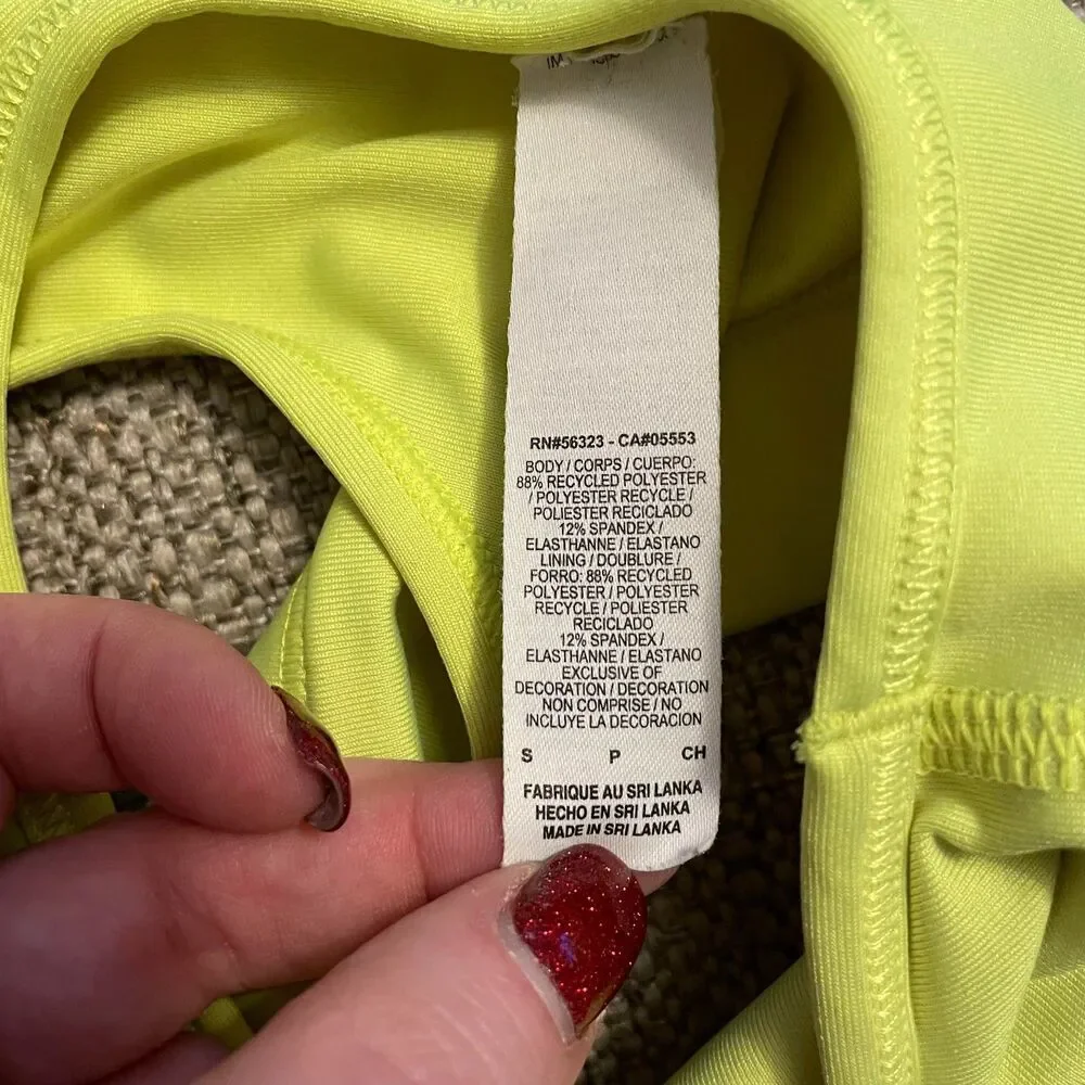 Nike Pro Womens Dri-FIT Sports Bra Neon Volt Lime Green Swoosh Size Small S